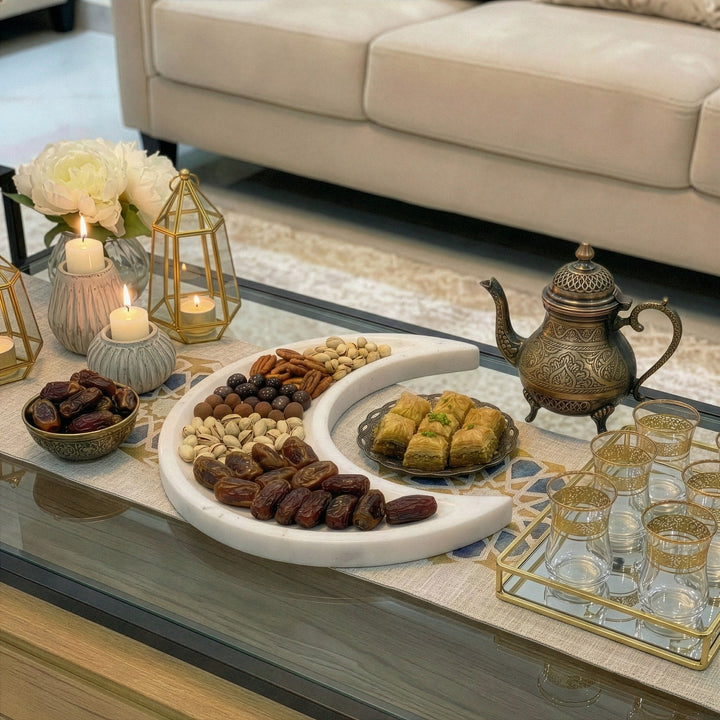 Ramazan Hilali Mermer Servis Tabağı - Modern İftar ve Bayram Sunumluğu