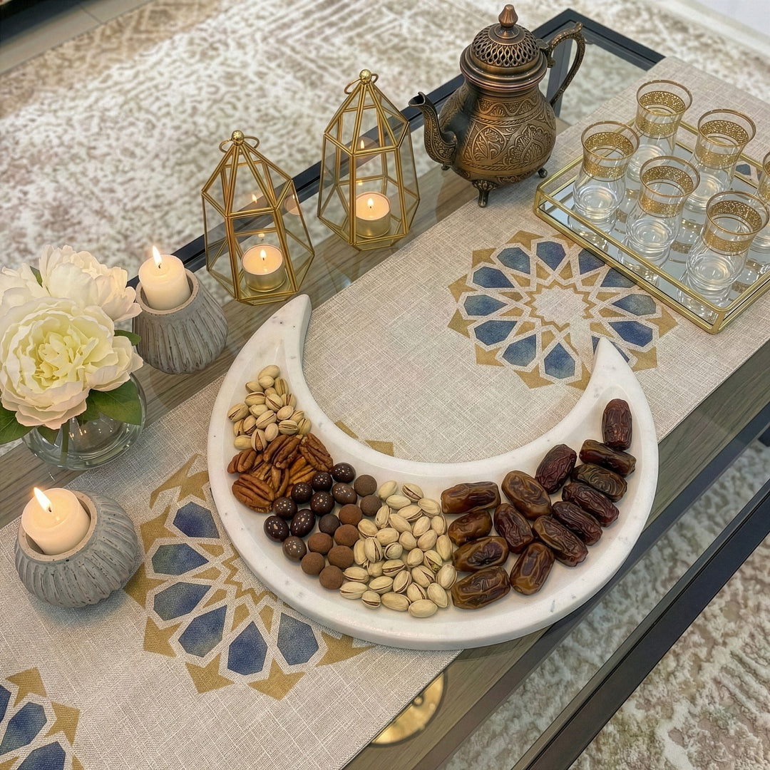 Ramazan Hilali Mermer Servis Tabağı - Modern İftar ve Bayram Sunumluğu