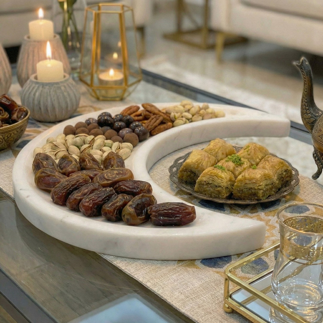 Ramazan Hilali Mermer Servis Tabağı - Modern İftar ve Bayram Sunumluğu