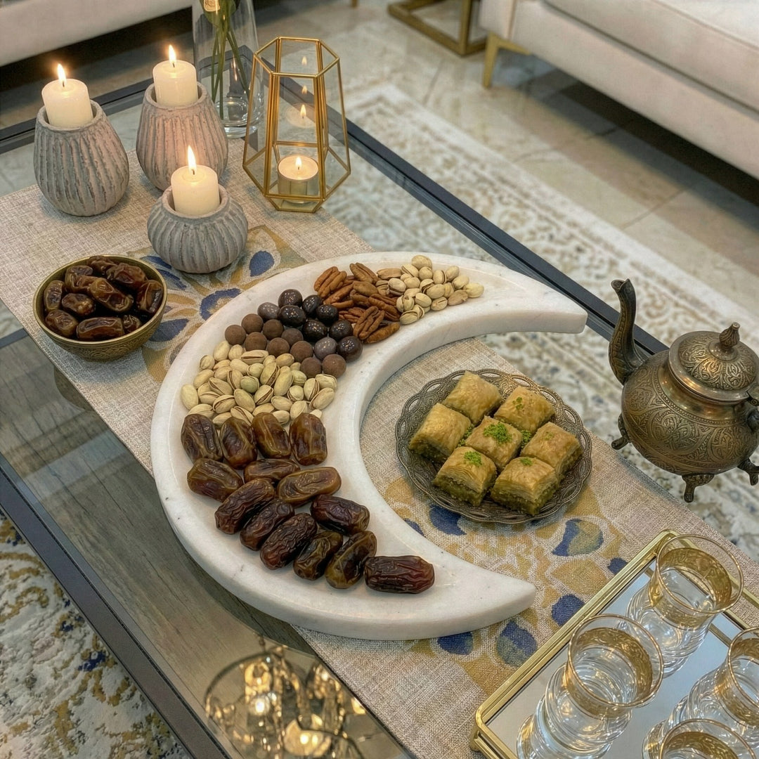 Ramazan Hilali Mermer Servis Tabağı - Modern İftar ve Bayram Sunumluğu