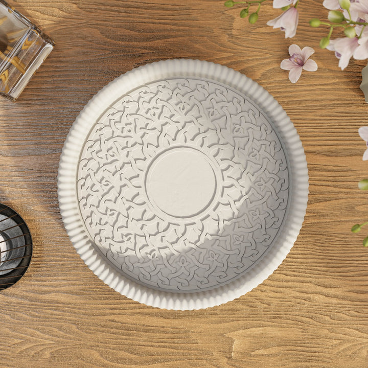 Kahire Yuvarlak Taş Tozu Dekoratif Tabak - Modern İslami Ev Dekoru