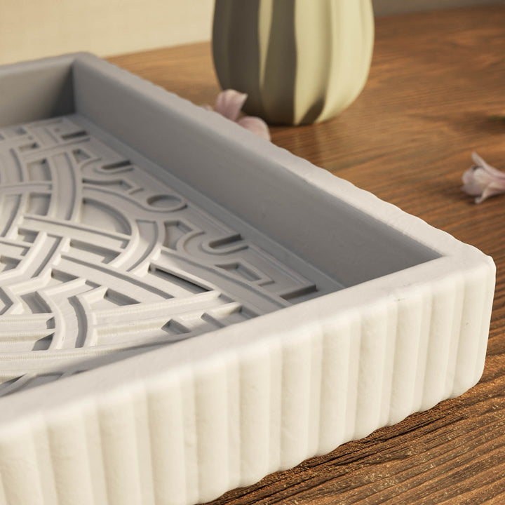 Endülüs Taş Tozu Dekoratif Tabak - Kavisli Yıldız Motifli Organizer