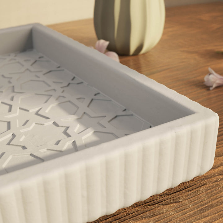 Granada Taş Tozu Dekoratif Tabak - Geometrik Yıldız Motifli Organizer