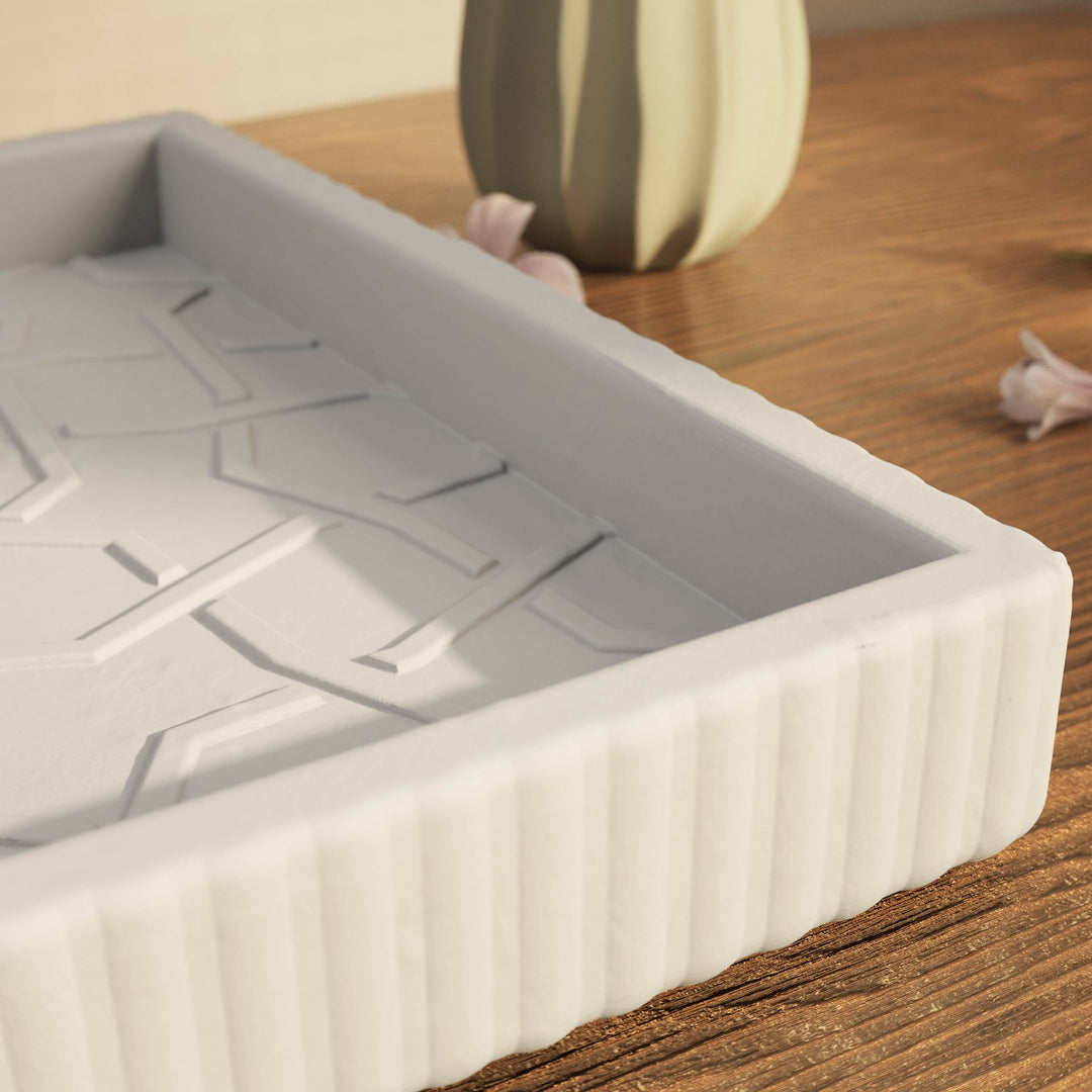 Granada Taş Tozu Dekoratif Tabak – Örgü Yıldız Motifli Organizer