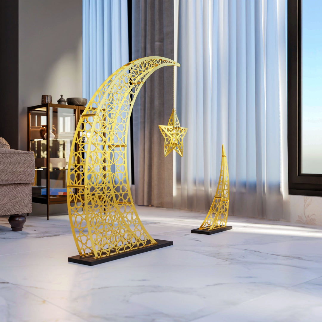 Doğan Ramazan Hilali & Yıldız Metal Dekor Seti - İslami Ev Hediyesi