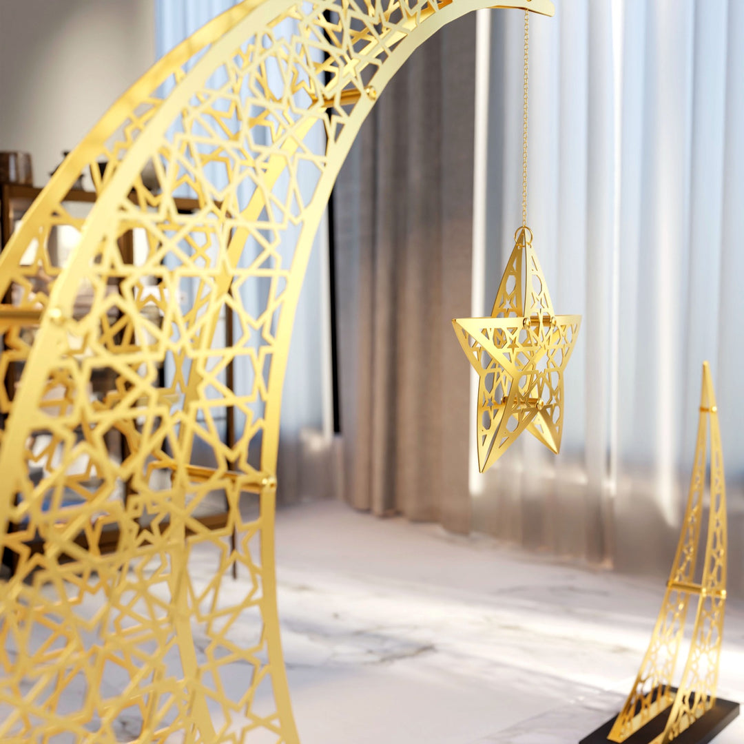 Doğan Ramazan Hilali & Yıldız Metal Dekor Seti - İslami Ev Hediyesi