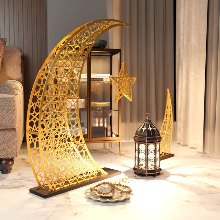 Doğan Ramazan Hilali & Yıldız Metal Dekor Seti - İslami Ev Hediyesi