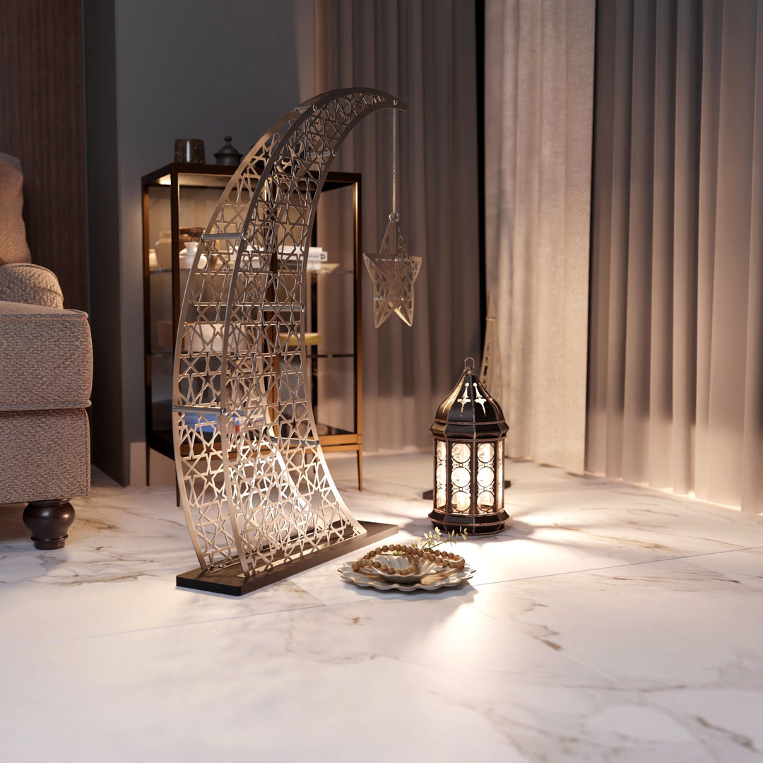 Doğan Ramazan Hilali & Yıldız Metal Dekor Seti - İslami Ev Hediyesi