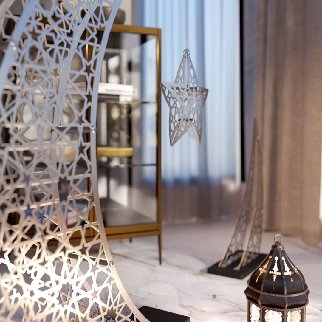 Doğan Ramazan Hilali & Yıldız Metal Dekor Seti - İslami Ev Hediyesi