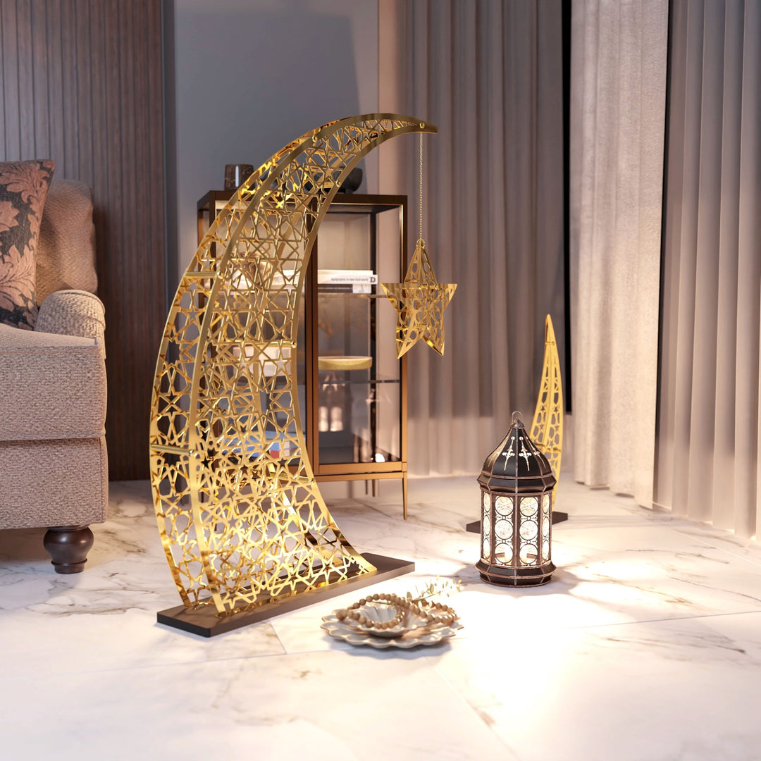 Doğan Ramazan Hilali & Yıldız Metal Dekor Seti - İslami Ev Hediyesi