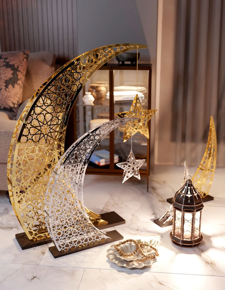 Doğan Ramazan Hilali & Yıldız Metal Dekor Seti - İslami Ev Hediyesi