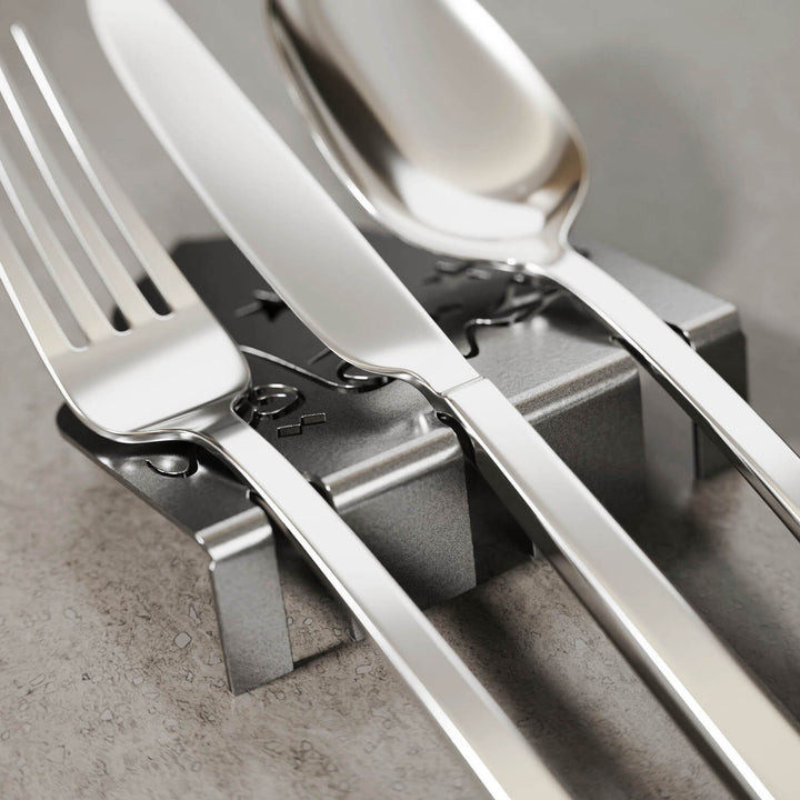 Metal Çatal Bıçak Tutucu - Afiyet Olsun İşlemeli Kubbe Tasarım Stand