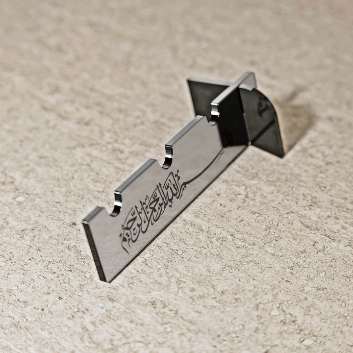 Akrilik Çatal Bıçak Tutucu - Sülüs Hat Besmele Yazılı Sofra Aksesuarı