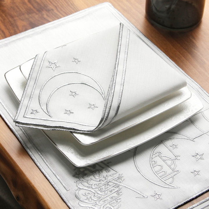 Ramazan Temalı Kumaş Peçete Takımı - 6 Kişilik Sofra Seti (24 Parça)