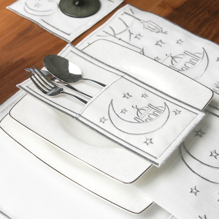 Ramazan Temalı Kumaş Peçete Takımı - 6 Kişilik Sofra Seti (24 Parça)