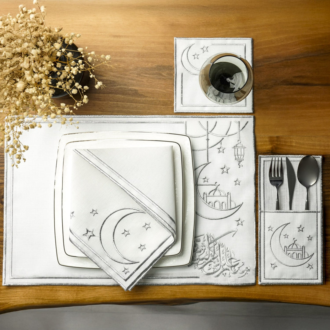 Ramazan Temalı Kumaş Peçete Takımı - 6 Kişilik Sofra Seti (24 Parça)