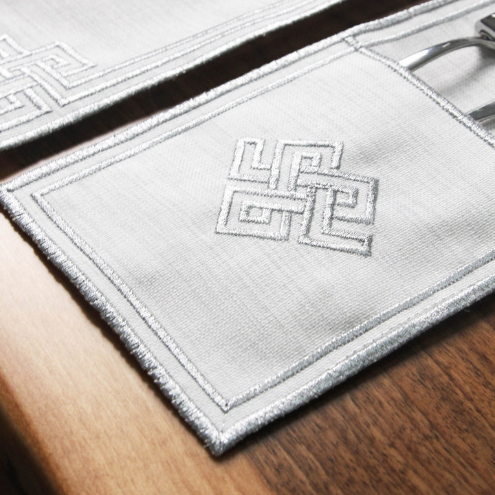 Ramazan İftar Seti - 6 Kişilik 24 Parça Geometrik Nakışlı Peçete Takımı