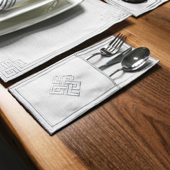 Ramazan İftar Seti - 6 Kişilik 24 Parça Geometrik Nakışlı Peçete Takımı