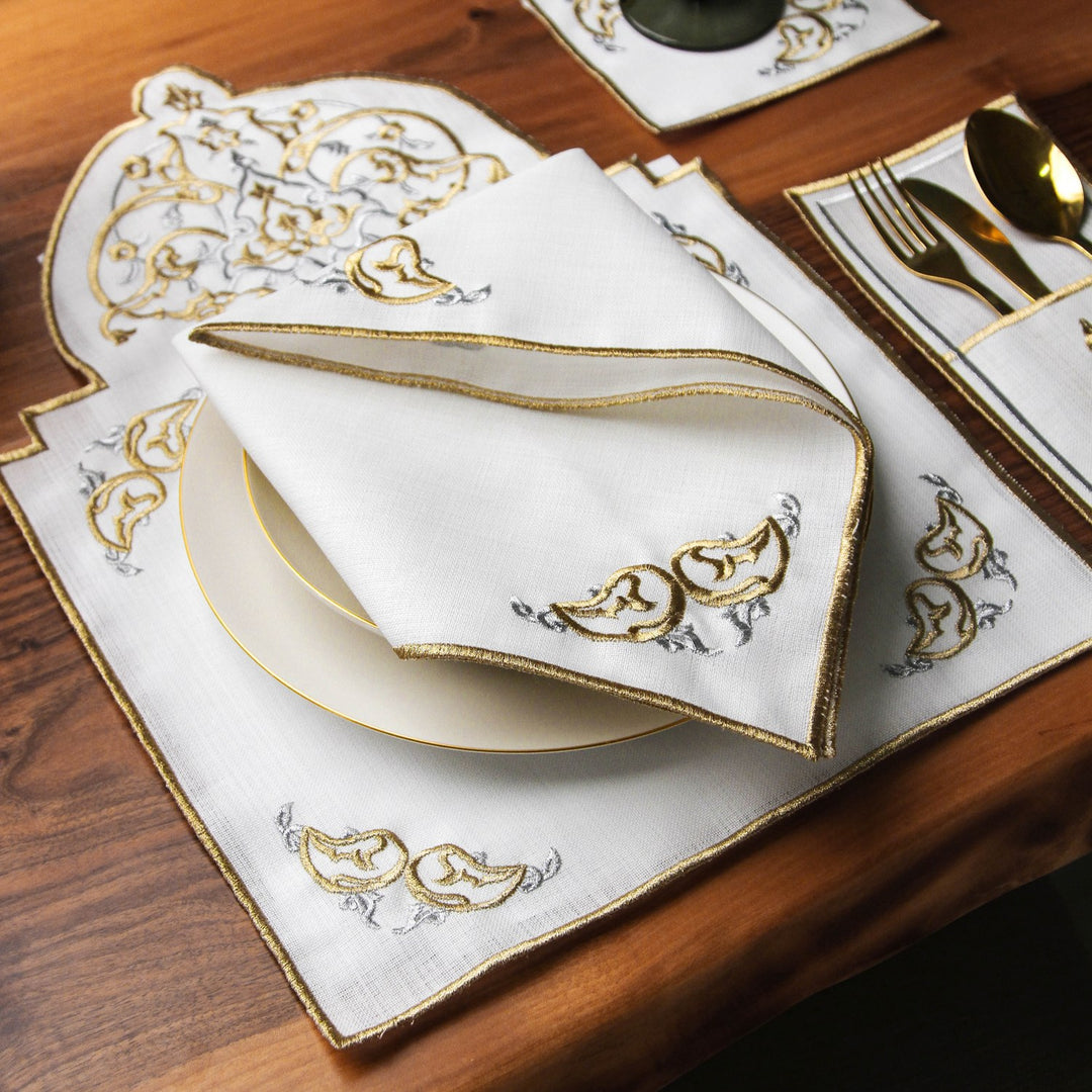 Kubbe Formlu Premium Nakışlı Ramazan Servis Seti - 6 Kişilik 24 Parça