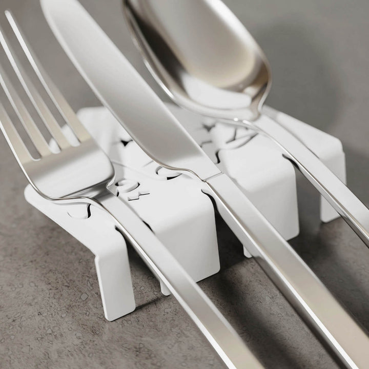 Metal Çatal Bıçak Tutucu - Afiyet Olsun İşlemeli Kubbe Tasarım Stand