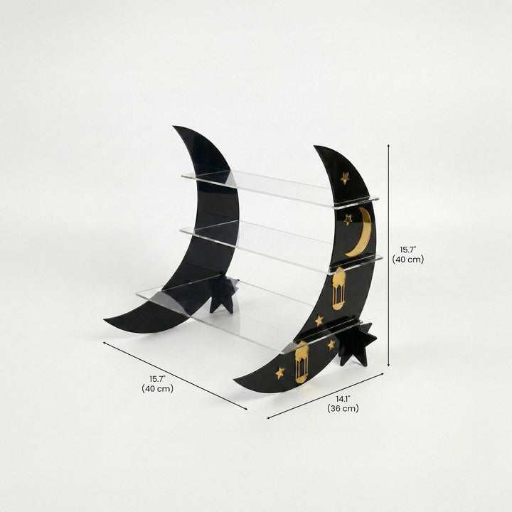 Ramazan temali 3 katli akrilik ikramlik standinin olculeri en ve boy 40 cm ve derinlik 36 cm seklindedir islamicwallarttr