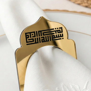 Kufi Besmele akrilik peçete halkası, Altın detay