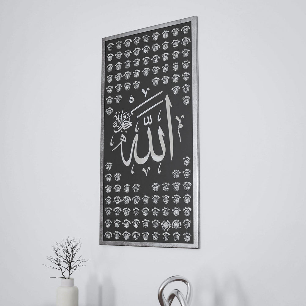 allahin-99-ismi-esmaul-husna-sulus-hat-gumus-cerceveli-ahsap-tablo-islamicwallarttr