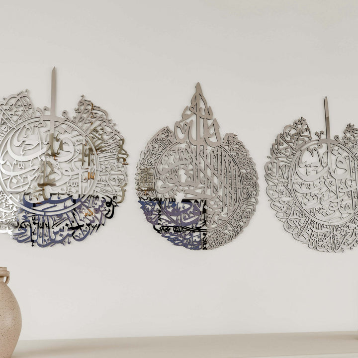 gumus-metalik-akrilik-tablo-seti-ayetel-kursi-felak-nas-modern-islami-dekor-islamicwallarttr