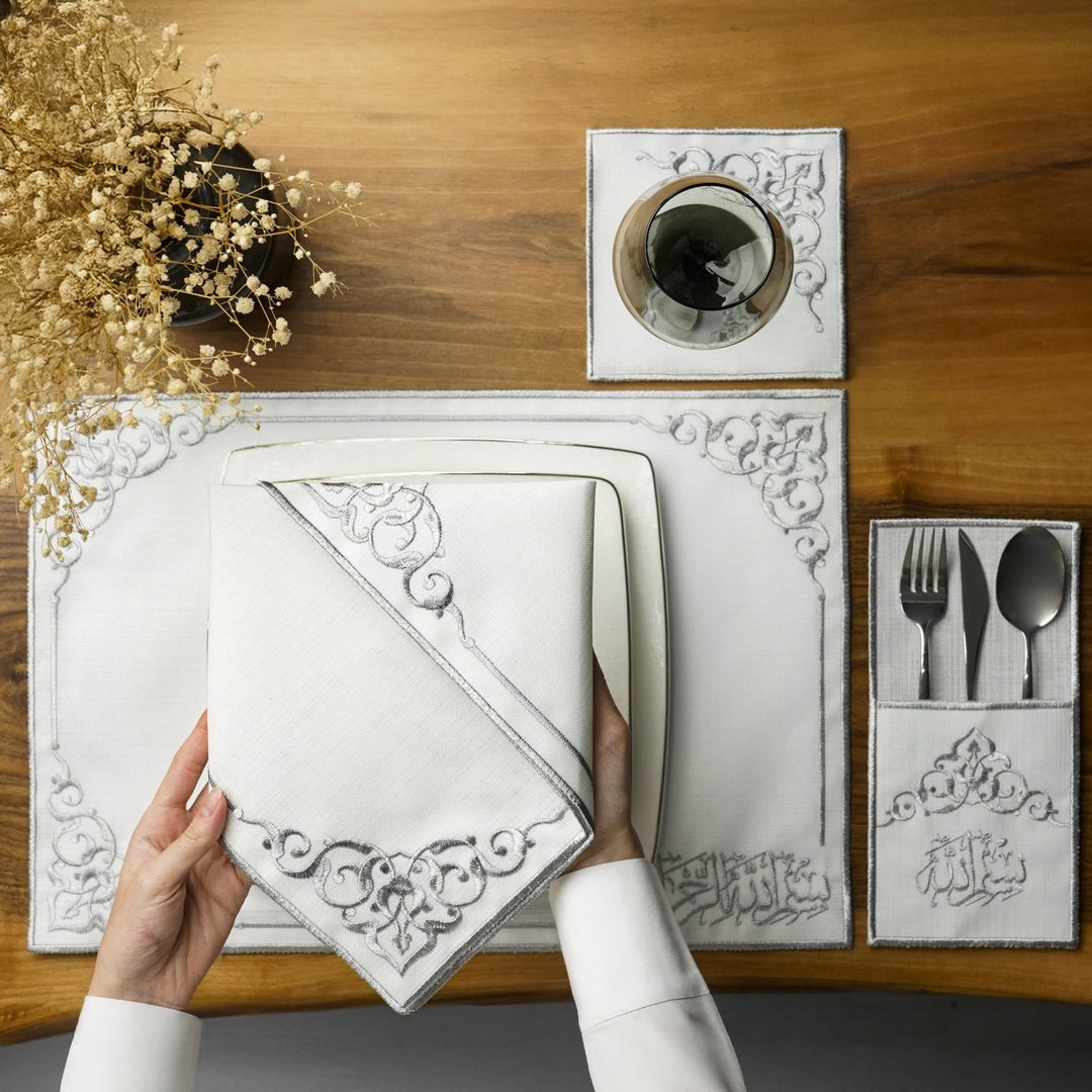 gumus nakis isli besmele yazan ramazan sofra seti 24 parcadan olusur islamicwallarttr