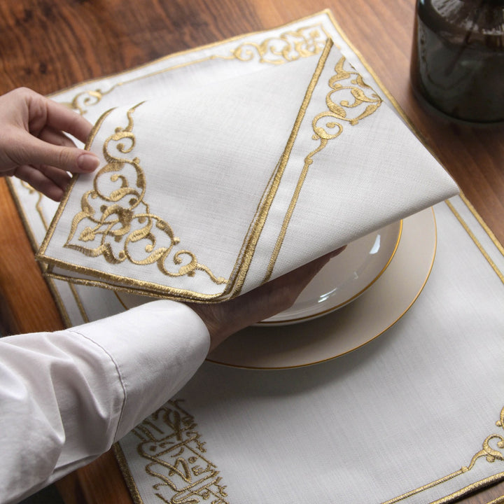 altin nakisli bismillah ramazan sofra seti sik kumas peceteler ve amerikan servisler icerir islamicwallarttr