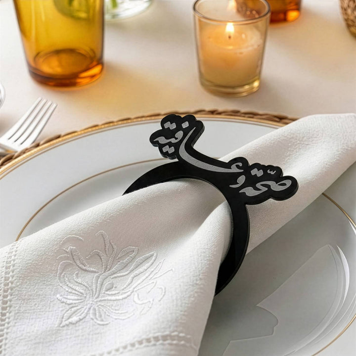 Afiyet Olsun Yazılı Akrilik Peçete Halkası - Modern Sofra Aksesuarı