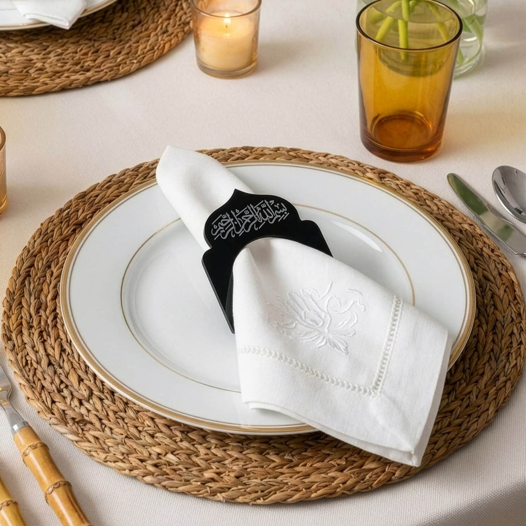 Akrilik Peçete Halkası - Besmele Yazılı Kubbe Form Sofra Aksesuarı