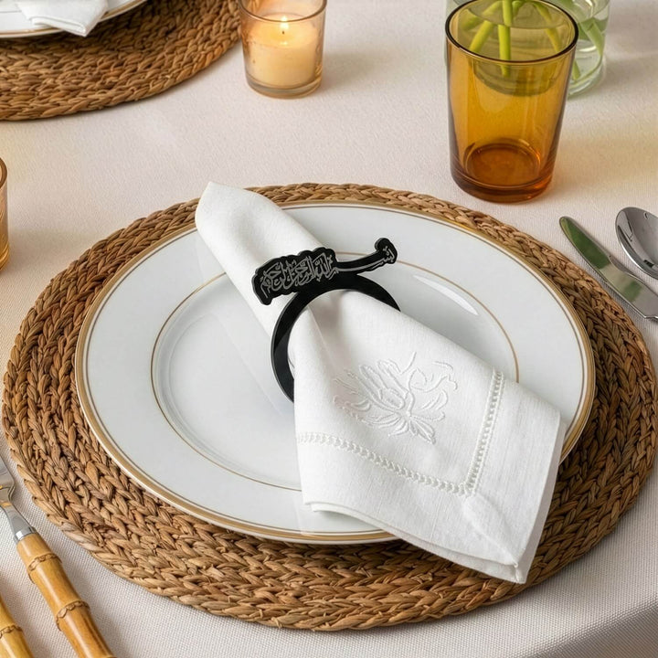 Akrilik Peçete Halkası - Besmele Yazılı İslami Sofra Aksesuarı