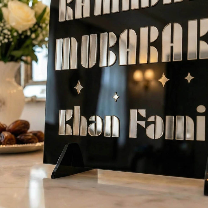 Modern Masa Üstü Ramazan Dekoru - Kişiye Özel Aile İsimli Akrilik Stand