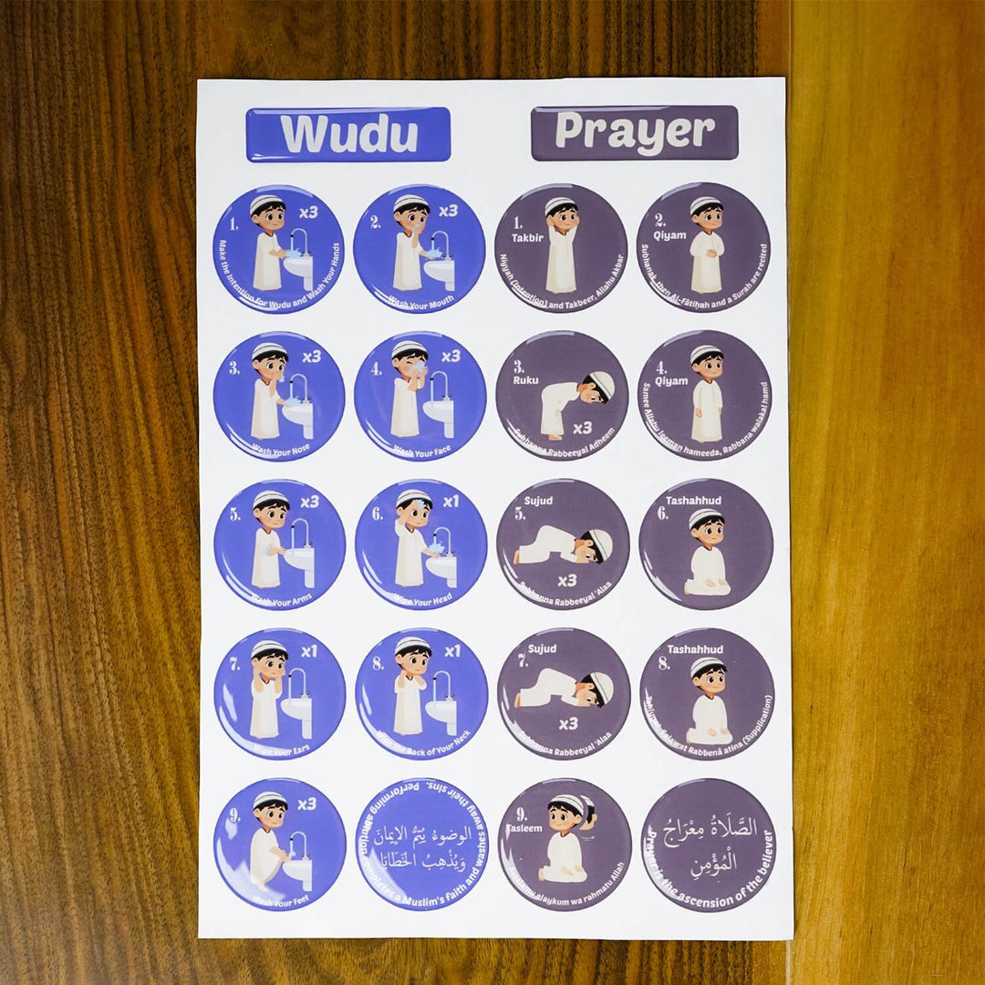 Abdest ve Namaz Öğreniyorum 3D Kabartmalı Epoksi Sticker Seti
