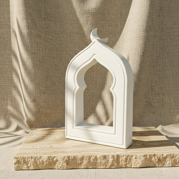 Minimalist Masa Üstü İslami Taş Dekor - Hilal Motifli Mihrap Tasarım