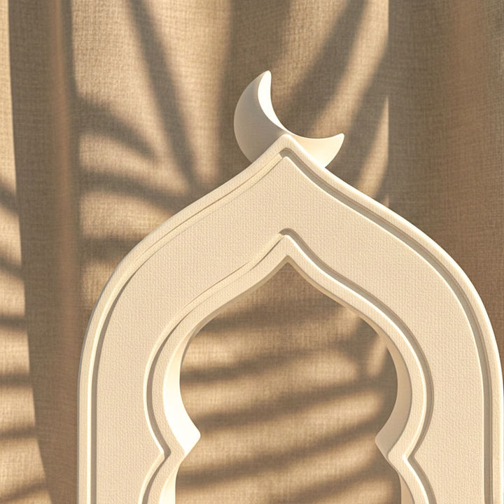 Minimalist Masa Üstü İslami Taş Dekor - Hilal Motifli Mihrap Tasarım