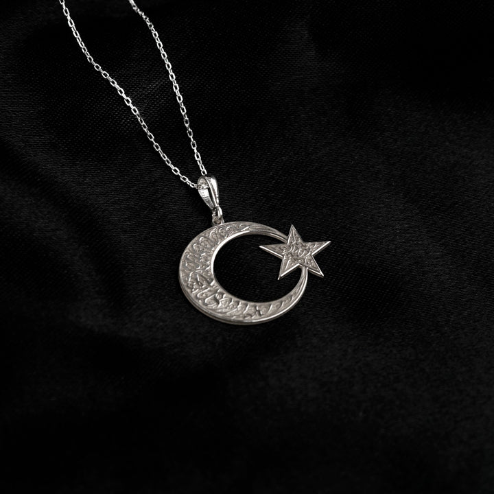 Kelime-i Tevhid ay yıldız kolye, 925 ayar gümüş