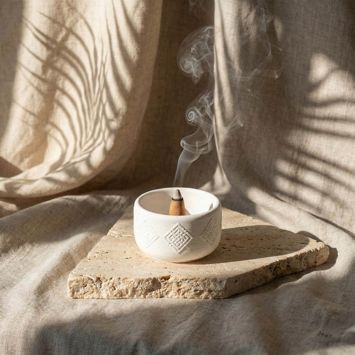 İslami Taş Buhurdanlık - 4 Zikir Yazılı Kufi Hat Modern Tasarım