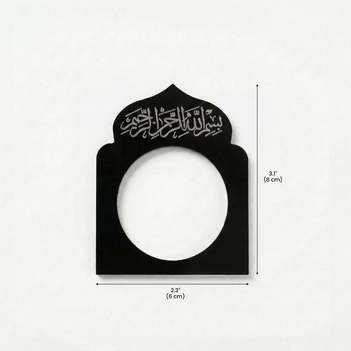 Akrilik Peçete Halkası - Besmele Yazılı Kubbe Form Sofra Aksesuarı