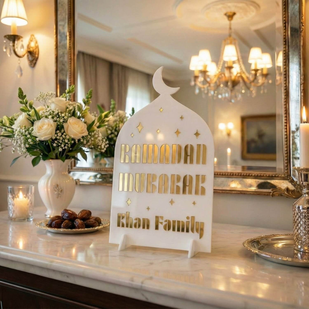 Modern Masa Üstü Ramazan Dekoru - Kişiye Özel Aile İsimli Akrilik Stand