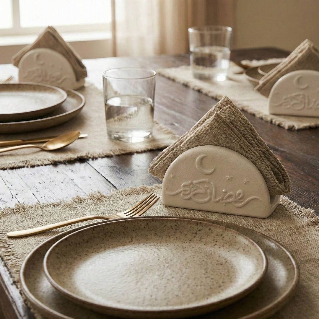 Ramazan Kerim Masaüstü Peçetelik - Modern İslami Taş Sofra Aksesuarı