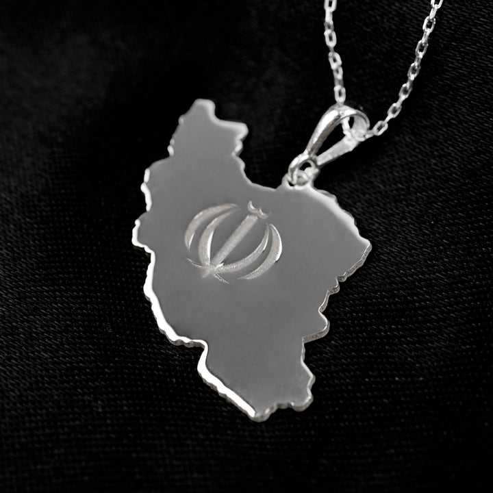 İran haritası kolye, 925 ayar gümüş