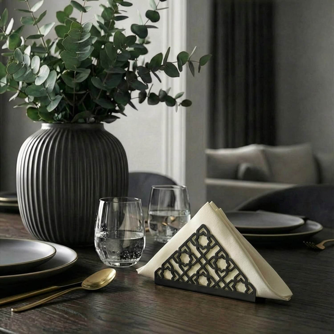 islami geometrik selcuklu yildizi motifli siyah metal pecetelik islamicwallarttr