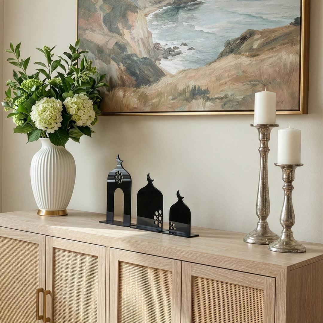 siyah akrilik islami masustu dekor seti tasarimiyla estetiktir islamicwallarttr