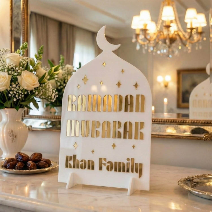 Modern Masa Üstü Ramazan Dekoru - Kişiye Özel Aile İsimli Akrilik Stand
