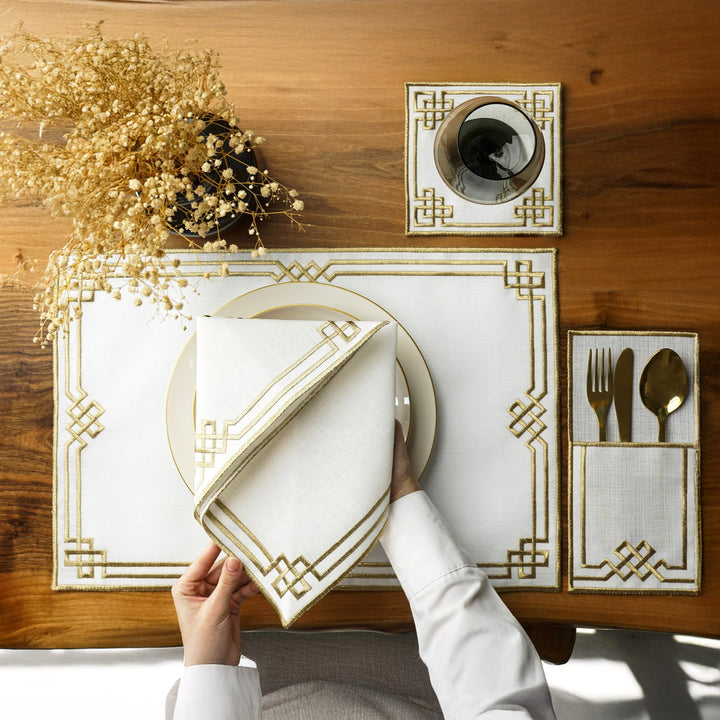 amerikan servis catal bicak kesesi servis ve kokteyl peceteleri ile 6 kisilik zarif bir ramazan sofra takimi islamicwallart