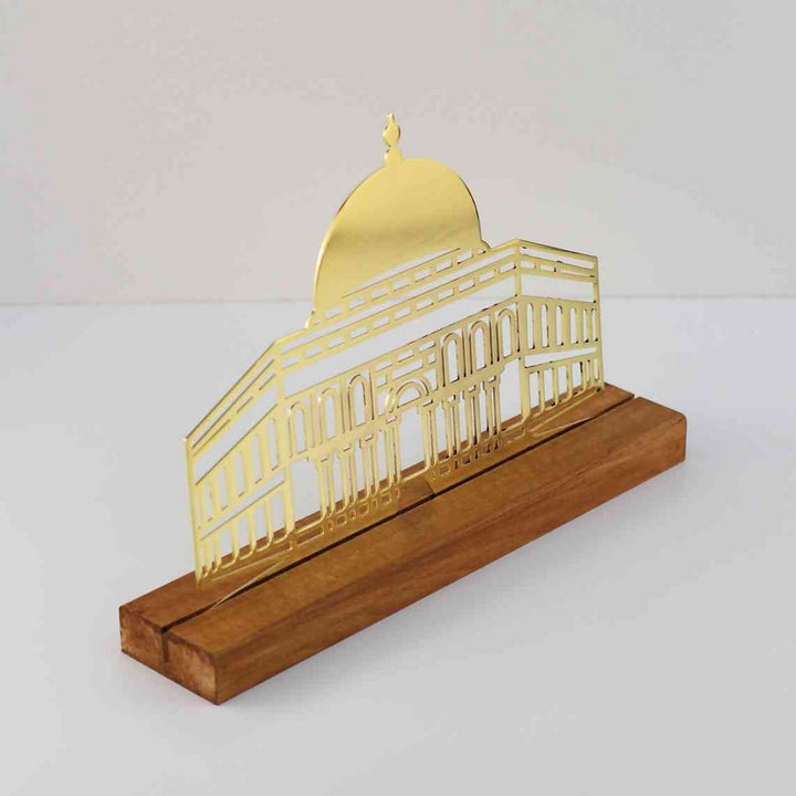 Kabe, Mescid-i Aksa ve Mescid-i Nebevi Ahşap Standlı Metal Dekor Seti