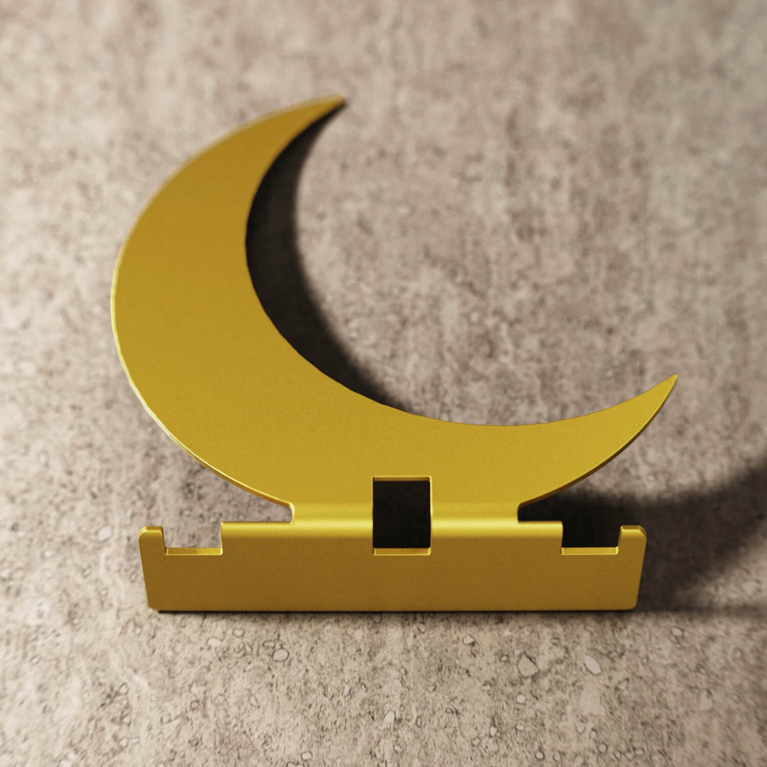 Altın renk Ramazan Hilali metal çatal bıçak tutucu, karşıdan ön görünüm
