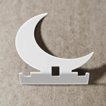 Beyaz renk Ramazan Hilali metal çatal bıçak tutucu, karşıdan ön görünüm